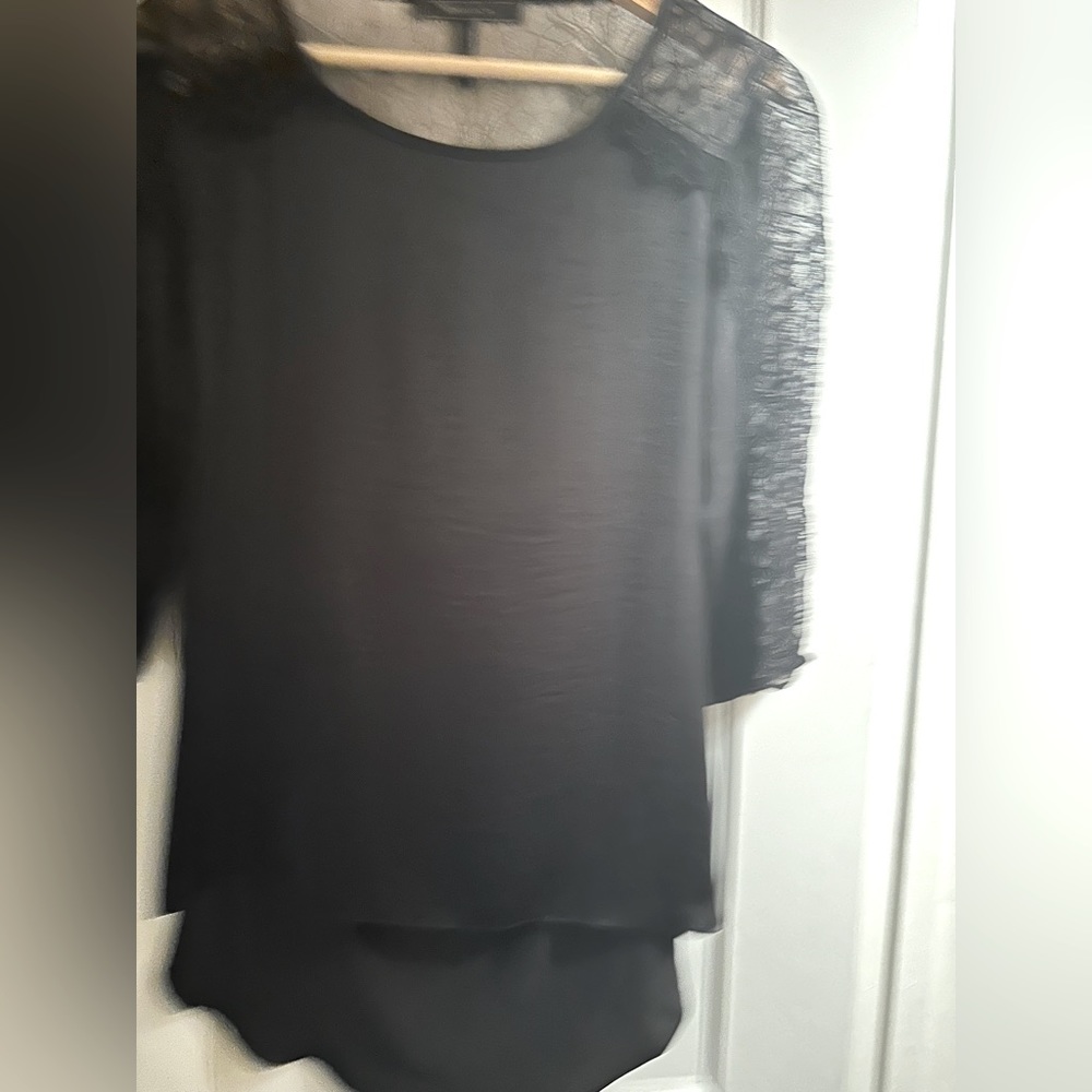 BCBG open back lace sleeve top
